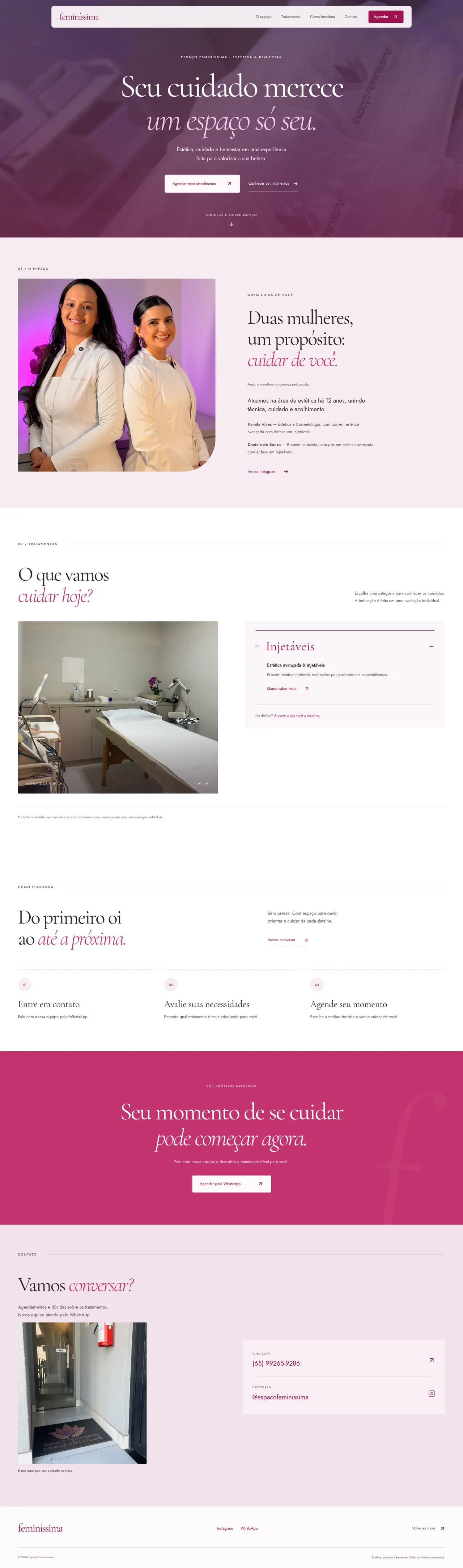 Página completa do site Espaço Feminíssima