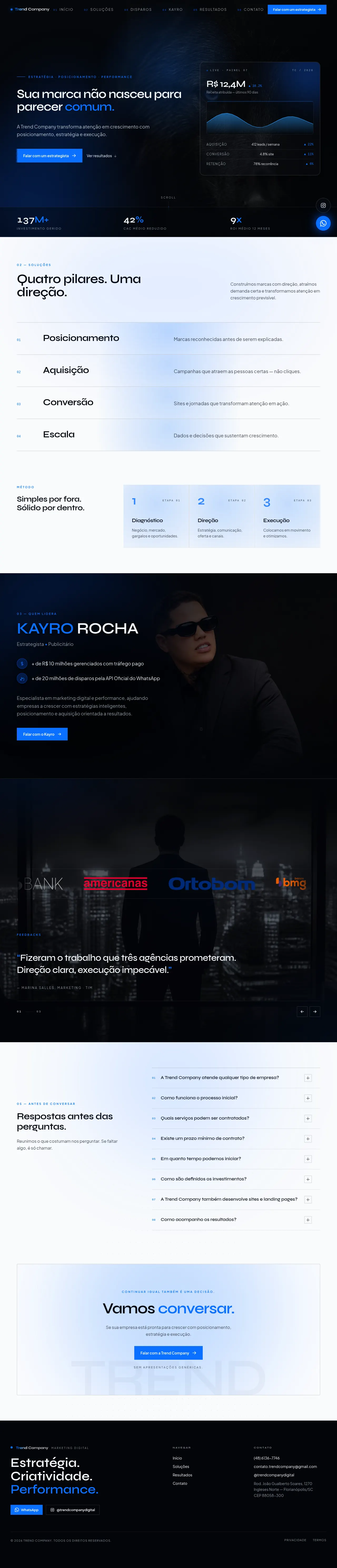 Página completa do site Trend Company